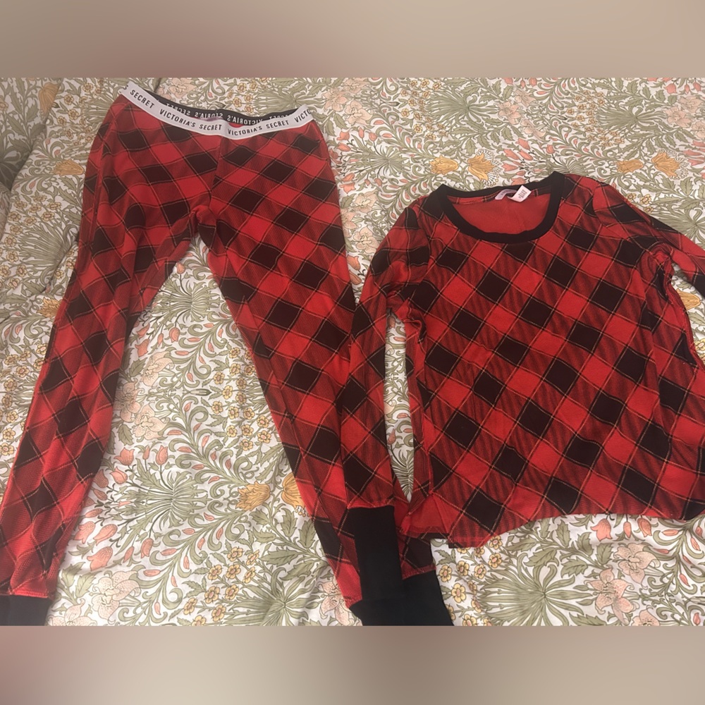 Victoria's Secret Red and Black Pajama Set